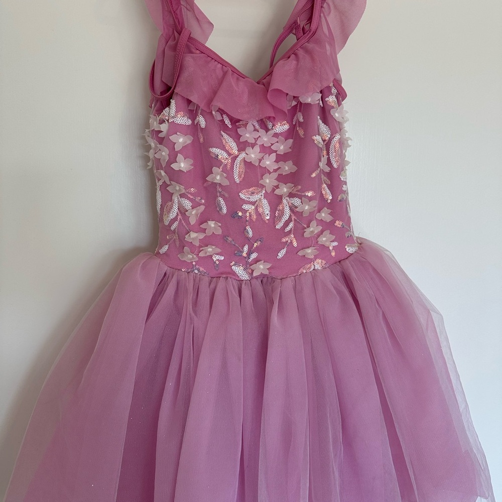 Pink Floral Kids Ballet Costume Dress